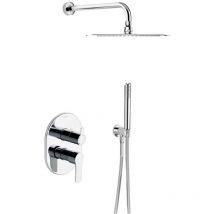 Ramon Soler - Conjunto Grifo Monomando Empotrado de 2 Vías Cromado con Sistema S2 de Ahorro de Agua con Accesorios en ABS Redondos Serie Titanium