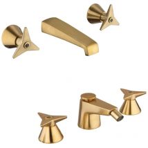 Mamoli - Conjunto mezclador de lavabo y bidé de pared 3 agujeros color latón cepillado Gio Ponti KITGIOG5