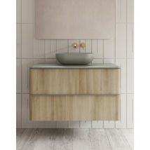 Royo - Conjunto mueble de baño de 2 cajones dai Color: Roble Nórdico - Opciones: Conjunto premium - Medidas: 80 cm