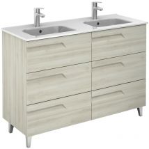 Royo - Conjunto de mueble de baño de 6 cajones compacto vitale Color: Blanco Nature - Opciones: Conjunto completo