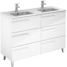 Mobiliario Royo - Conjunto de mueble de baño de 6 cajones compacto vitale - royo Color: Blanco brillo - Opciones: Mueble + Lavabo