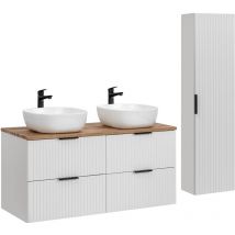 Petits-meubles - Conjunto mueble doble lavabo 120cm y columna Adriel Blanco