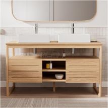 Mob-in - Conjunto mueble doble lavabo 140 cm + Lavabos + Grifos atoll