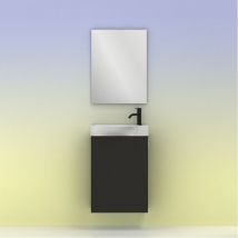 Amizuva - Conjunto mueble + lavabo + espejo mika Color: Antracita brillo - Medidas: 45 cm