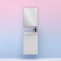 Conjunto mueble + lavabo + espejo MIKA - AMIZUVA Color: Blanco brillo - Medidas: 45 cm