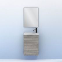 Amizuva - Conjunto mueble + lavabo + espejo mika Color: Gris arenado - Medidas: 45 cm