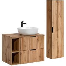 Petits-meubles - Conjunto mueble lavabo individual 80cm 2 nichos y columna Adriel Madera
