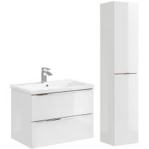 Petits-meubles - Conjunto mueble lavabo individual encastrable 80cm y columna April Blanco