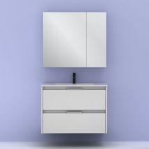 Amizuva - Conjunto mueble + lavabo suki Color: Blanco brillo - Medidas: 80 cm