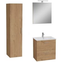 Vitra - Conjunto muebles de baño Mia Set 59x61x39,5 que incluye espejo, lavabo, iluminación led en roble golden.