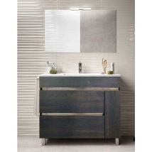 Decohor - Conjunto para baño fenrir consta de mueble de baño, lavabo y espejo ¡Con toallero de regalo. Varias medidas y colores Marrón 100CM