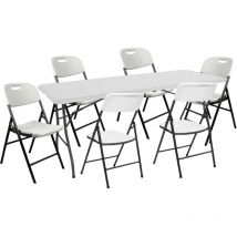 Conjunto Plegable Mesa 180cm y 6 Sillas con Asa Catering Thinia Home