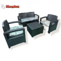 Bica - conjunto sofá de jardín 4 plazas acabado ratán modelo nebraska abierto completo con cojines antracita