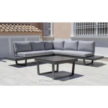 Conjunto terraza jardín aluminio Loira-7 con estructura en antracita.