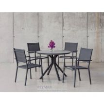 Conjunto terraza jardín mesa + 4 sillones aluminio gris antracita Giglio-100/corcega-4.
