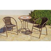 Mbtic - Conjunto terraza jardín mesa + 4 sillones mosaico Málaga/Brasil-75/4.
