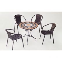 Conjunto terraza jardín mesa + 4 sillones acero Soria/Brasil-75/4 en acabado color bronce