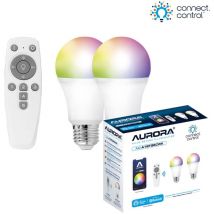 Aurora - ampoule à led - e27 - 8w - rgb - avec télécommande - lot de 2 - abi aua1btgecwk
