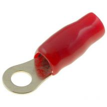 Connecteur anneau M6 16mm2 dore isole rouge x100