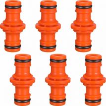 Mereteet - 6 Pièces Double Connecteur de Tuyaux Mâles Raccords de Tuyaux pour Rejoignez le Tube de Tuyaux de Jardin (Orange)
