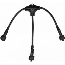 Connecteur Doubles Sorties Noir pour Guirlande Guinguette IP44 - Connecteur en y pour Guirlandes en Séries