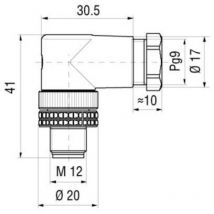 Hirschmann - Connecteur non confectionné pour capteurs/actionneurs elwist 4012 PG9 933 166-100-1 M12 mâle, coudé Nombre d