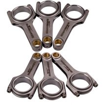 Maxpeedingrods - 6Pcs H-Beam Connecting Rod Conrod for Nissan R32/R33/R34 2.5 2.6 RB25DET RB26DET