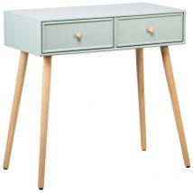 Mesa consola 2 cajón en madera verde