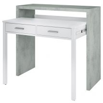 Cama Express - Consola escritorio, Color Blanco Artik y Gris Cemento