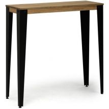 Mesa Bar Lunds Alta 110x39x108cm Acero Fume en madera maciza de pino acabado vintage estilo industrial Box Furniture