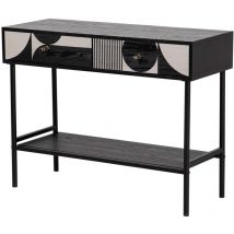Consola Mdf Metal Negro Blanco 100x40x77 Cm