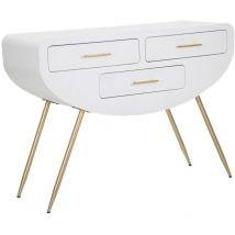 Consola MF612, mdf, Metal, Blanco, Oro, 110x40x80 cm