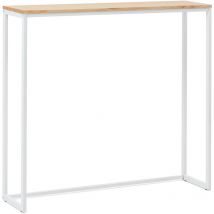 Consola Recibidor iCub Eco-Line 118x30x80cm Blanca en madera maciza de pino acabado natural estilo nórdico Industrial Box Furniture