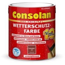 Wetterschutz-Farbe Holz 2,5 l schwedenrot Holzdeckfarbe deckend - Consolan