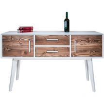 Petits-meubles - Console 2 portes 2 tiroirs Nostalgie - Blanc et bois