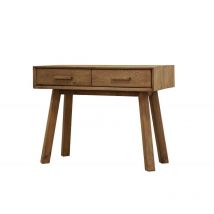 Meubletmoi - Console l. 100 cm en bois massif de pin recyclé 2 tiroirs - chalet