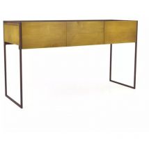 Meubletmoi - Console 3 tiroirs en pin et métal marron - linea
