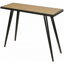 Toilinux - Console Chealsea en bois à motif chevron - Marron et noir