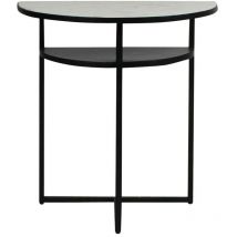 Console demi-lune en marbre blanc et métal Marceau