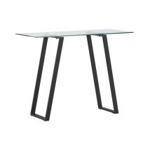 Paris Prix - Console Design en Verre 'Horten' 100cm Noir