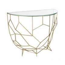 Paris Prix - Console Design en Verre 'Moza' 90cm Or
