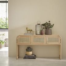 Berah Getah - Console en mindi massif et cannage 140 cm