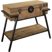 Antic Line Créations - Console en pin recyclé et métal valise 86 x 40 x 78 cm