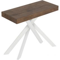 Itamoby - Console extensible 90x40/300 cm Saki Premium noyer pieds blancs