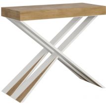Itamoby - Console extensible 90x40/300 cm Diago Chêne Nature avec structure Blanc