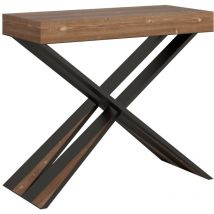 Console extensible 90x40/190 cm Diago Small Premium Sapin Teint Structure Anthracite