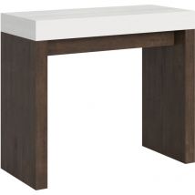 Itamoby - Console extensible 90x40/300 cm Roxell Mix Plateau Frêne Blanc - Structure Noyer