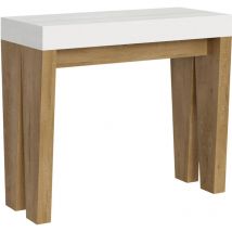 Itamoby - Console extensible 90x40/196 cm Spimbo Mix Petit plateau Frêne Blanc - Structure Chêne Nature