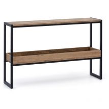 Box Furniture - Console Icub double plateau industriel 32x100x75cm Noir - Pin Vieilli
