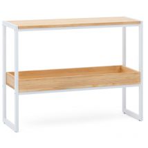 Console Icub double plateau scandinave 32x120x75cm Blanc - Pin Naturel